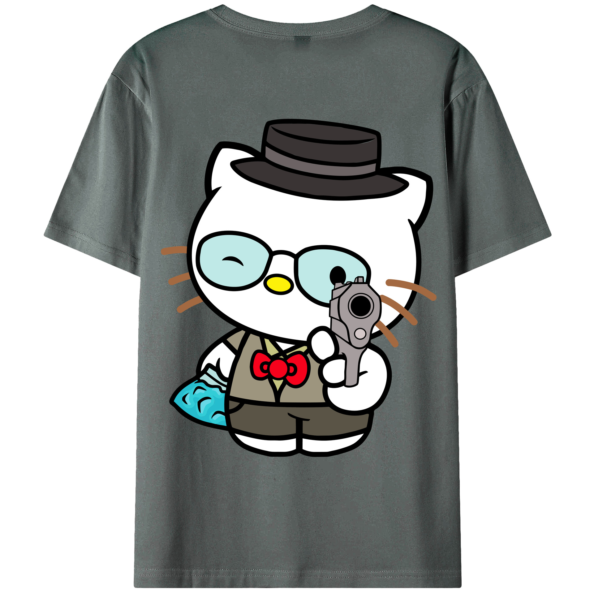 （画像用） Hello Kitty ハローキティ 綿100％ メンズ半袖Tシャツ（バックプリント） 通気性